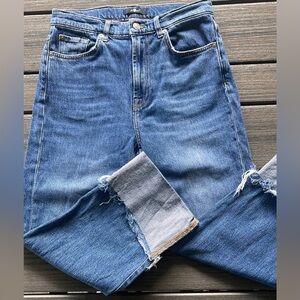 7 For All Mankind Cropped Straight-Leg Jeans